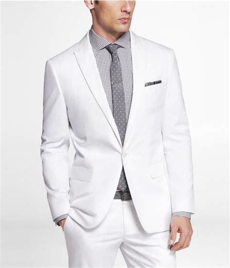 WHITE COTTON SATEEN PHOTOGRAPHER SUIT JACKET | Express | Leather jacket men, Mens outfits, Suits