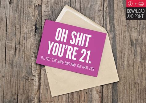 21st Birthday Card / Funny Birthday / INSTANT DOWNLOAD / | Etsy