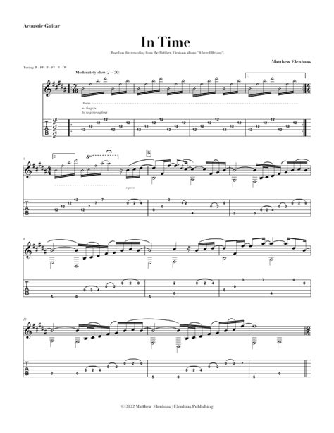 In Time by Matthew Elenbaas Sheet Music for Guitar Tab at Sheet Music Direct