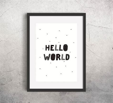 Nursery Wall Art Hello World Digital Print, Printable Print, Printable Illustration, 8x10 Wall ...