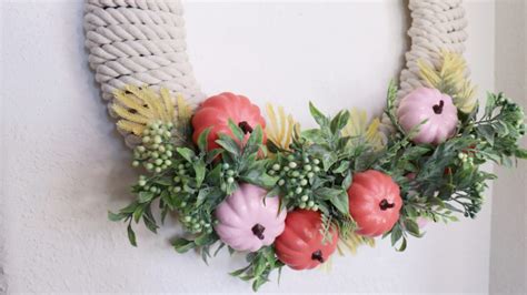 Dollar Tree Fall Wreath with Rope and Pumpkins - Creative Ramblings