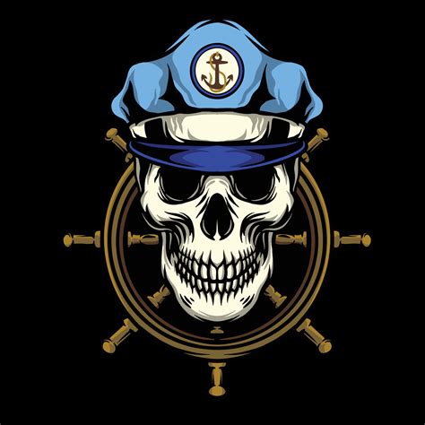 Captain Marine Skull Illustration 12574650 Vector Art at Vecteezy