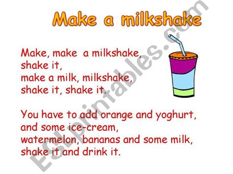 ESL - English PowerPoints: Song: Make a milkshake