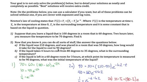 Newton's Law of Cooling Example - YouTube