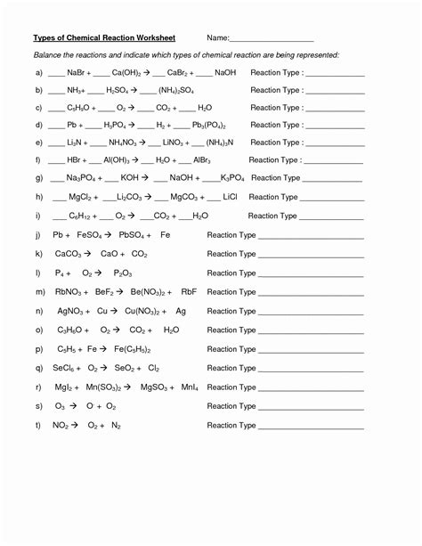 Redox Reactions Worksheet