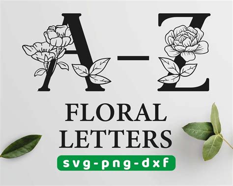 Floral Monogram SVG Split Monogram Letters A-Z Floral - Etsy