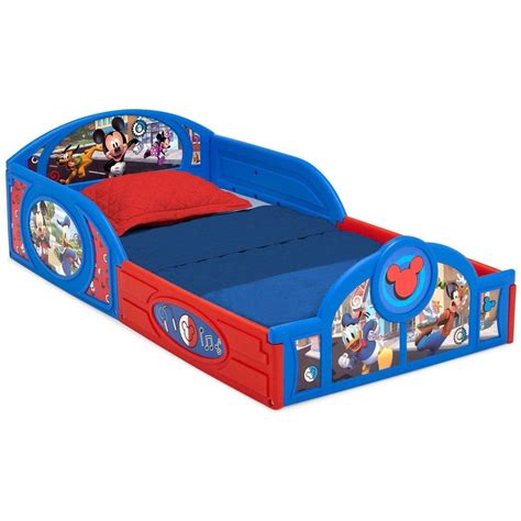 Disney Mickey Mouse Plastic Sleep and Play Toddler Bed with Attached ...