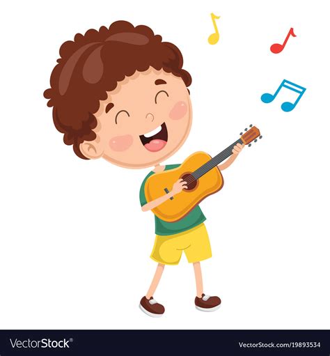 Kid playing guitar Royalty Free Vector Image - VectorStock