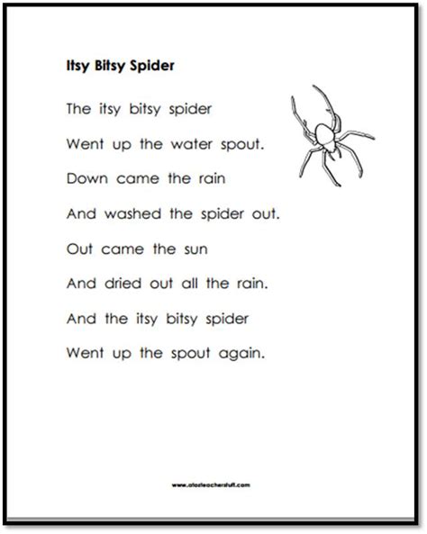 Itsy Bitsy Spider Printable Poem | A to Z Teacher Stuff Printable Pages ...