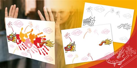 Dragon Chinese New Year Handprint Activity Poster - Twinkl