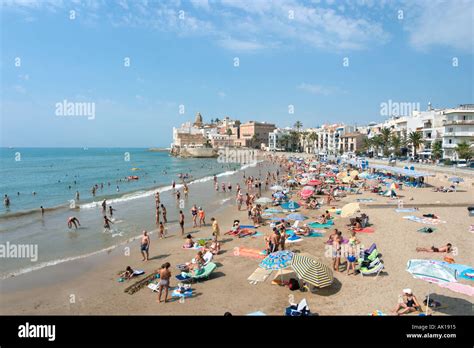 San Sebastian Beach in Sitges, near Barcelona, Costa Dorada (Costa ...