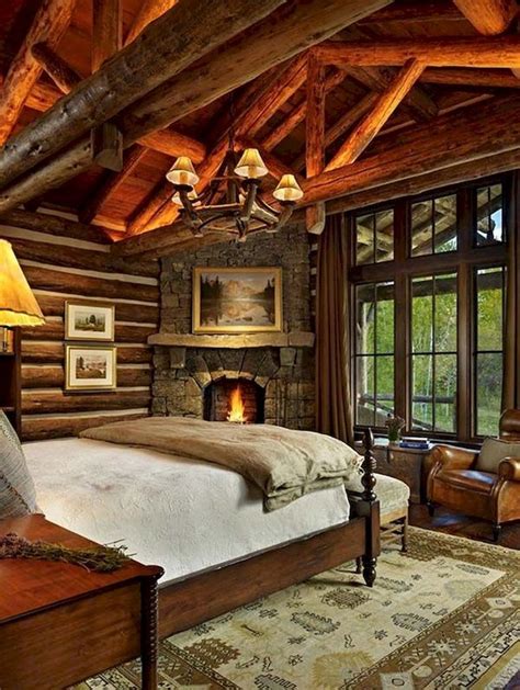 50 Exciting Lake House Bedroom Decorating Ideas | Log home bedroom, Rustic bedroom design, Cabin ...