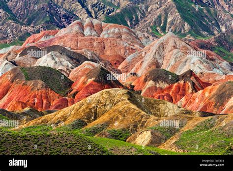 Colorful mountains in Zhangye National Geopark, Zhangye, Gansu Province ...