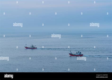 Fishing boat fishing in the Cantabrian Sea. Ajo, Bareyo Municipality ...