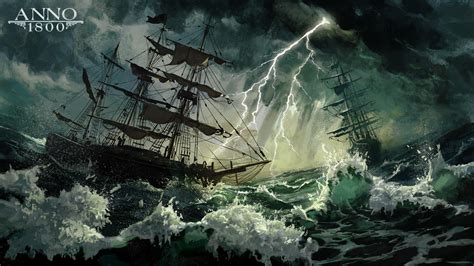 Ship Sailing In Storm (#3238918) - HD Wallpaper & Backgrounds Download