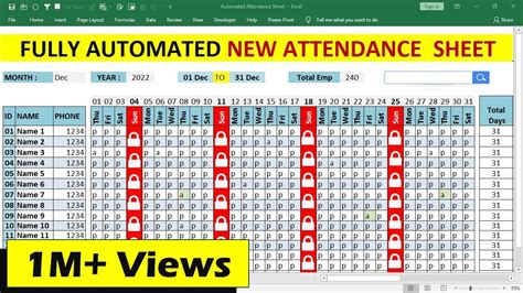 How To Make An Automated Attendance Sheet In Excel With Formula 2019 ...