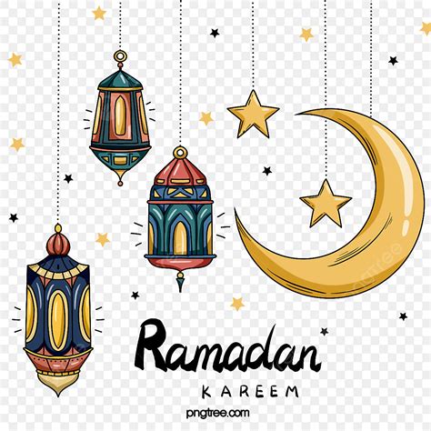 Ramadan Lantern Clipart Transparent Background, Ramadan Festival Cartoon Lantern Element, Star ...