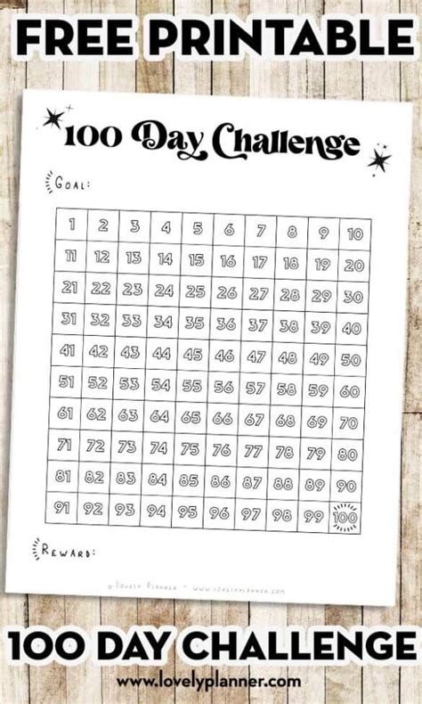 Free Printable 100 Day Challenge Habit Tracker | 100 day challenge, Free printables, Planner ...