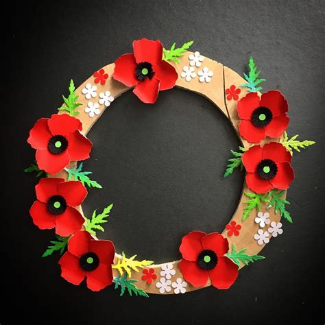 Anzac paper poppy flower wreath – Artofit