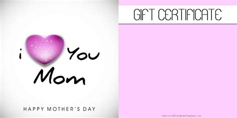 Mother's Day Gift Certificate Templates