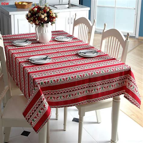 Home decor red Christmas tablecloth Xmas tree deer printed cotton&polyester table cloth dust ...