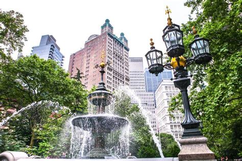 Fountain in the City Hall Park Manhattan New York City Stock Photo ...