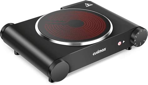 Cusimax Portable Electric Stove, 1200W Infrared Single Burner Heat-up ...