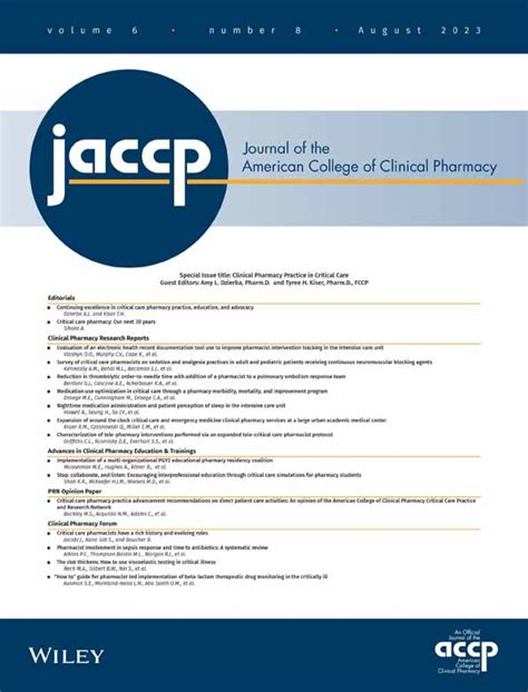 Clinical Pharmacy Practice in Critical Care: JACCP: JOURNAL OF THE ...