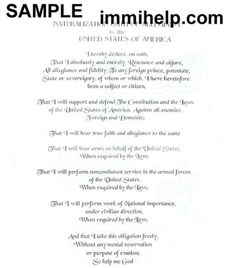 Sample Oath of Allegiance for Naturalization - Immihelp