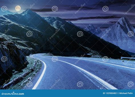 Road in Mountains with Rocky Ridge at Night Stock Photo - Image of full, peak: 132900482