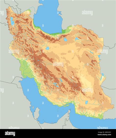 Mapa físico de Irán con alto detalle Imagen Vector de stock - Alamy