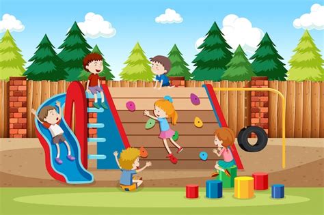 Free Vector | Children playing in playground