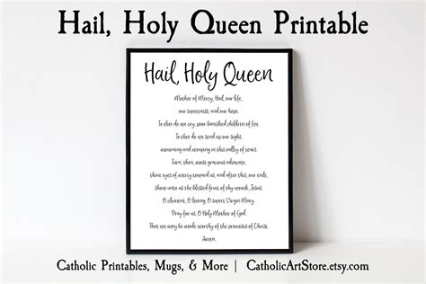 Hail Holy Queen Rosary Prayer Prayer to Mary Catholic Wall | Etsy