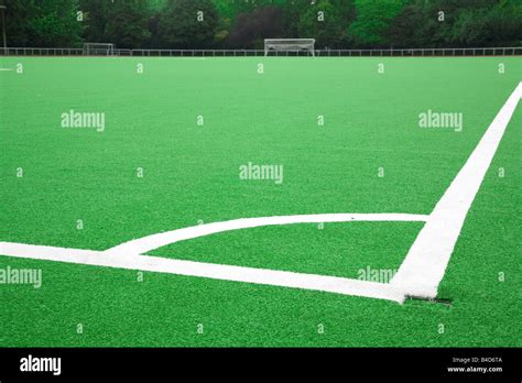 Football pitch markings view from the corner Stock Photo - Alamy