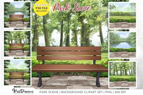 Park Scene Background, Landscape Clipart, Nature Clipart,