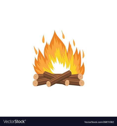 Cartoon Fire With Logs - Draw-wabbit