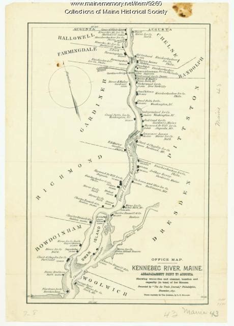 Map of ice houses along the Kennebec River, 1891 - Maine Memory Network