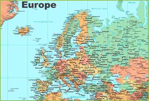 Map of Europe with cities - Ontheworldmap.com