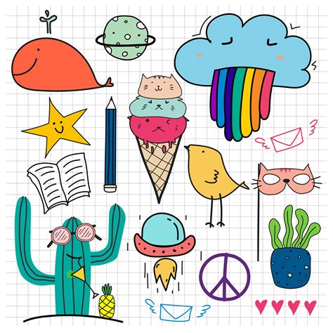 Hand Drawn Doodle Lovely Vector Set. Doodle Funny Clipart Set | Etsy