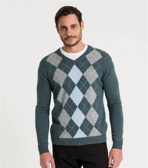 Mens Lambswool V Neck Argyle Sweater | Sweaters, Buy sweaters online, Buy sweaters