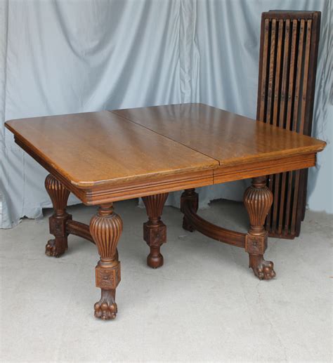 Bargain John's Antiques | Antique Square Oak Dining Table with 7 -14 inch leaves - Bargain John ...