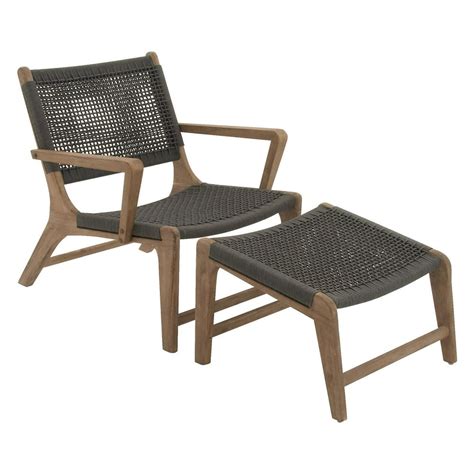 DecMode Great Outdoors Wood Rope Patio Chair with Ottoman - Walmart.com - Walmart.com