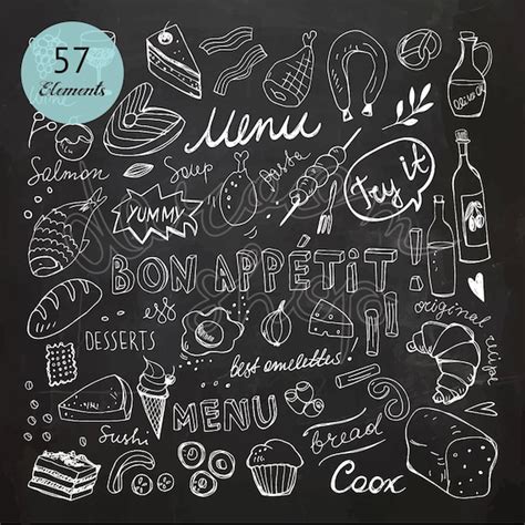 Chalk Hand Drawn Restaurant Menu Clip Art/chalkboard Food - Etsy