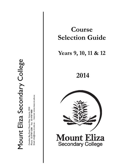 9-12 Course Selection Guide - Mount Eliza Secondary College