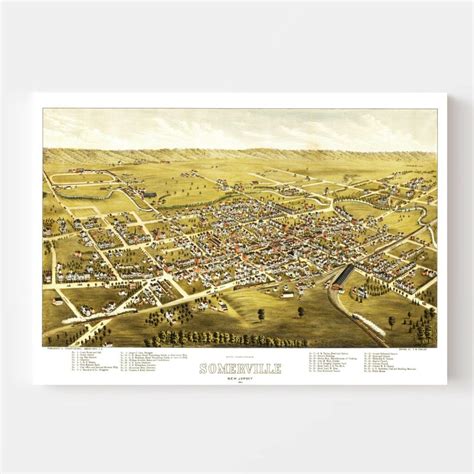 Vintage Map of Somerville, New Jersey 1882 by Ted's Vintage Art