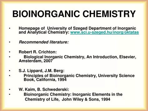 PPT - BIOINORGANIC CHEMISTRY PowerPoint Presentation, free download - ID:3658002