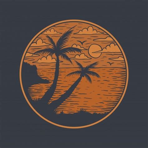 Beach View Sunset | Vector illustration, Sunset logo, Illustration