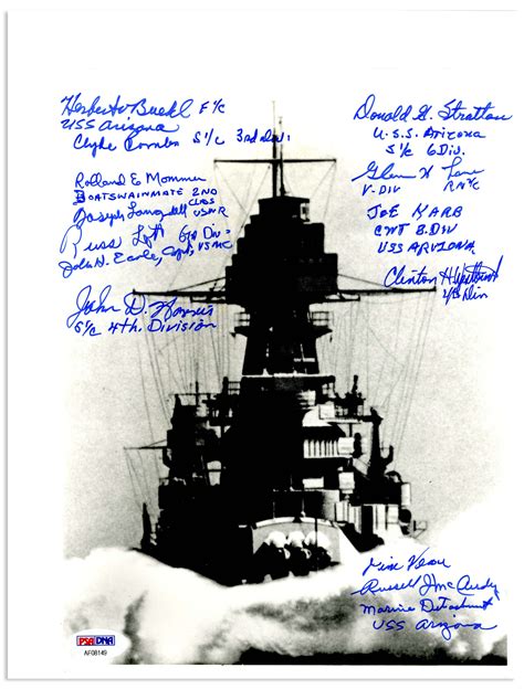 Lot Detail - Photo Signed by 13 Survivors of the USS Arizona, the Ship Attacked and Sunk During ...