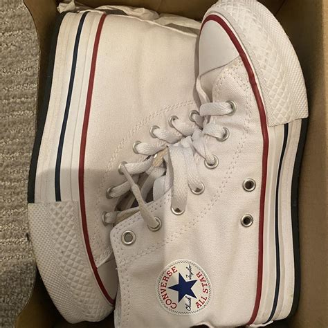 Kids Converse - white - size 2 - worn like twice... - Depop