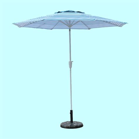 7.5 blue striped crank and tilt patio umbrella with stand